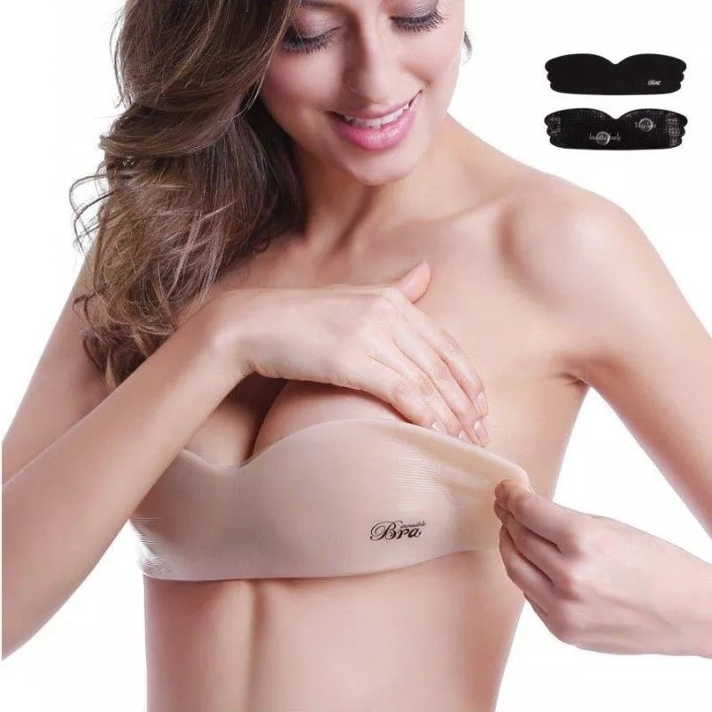 Women Self Adhesive Strapless Bra Backless Solid Color Bra Sticker Gel Silicone Push Up Women's Sexy Underwear Invisible Bra