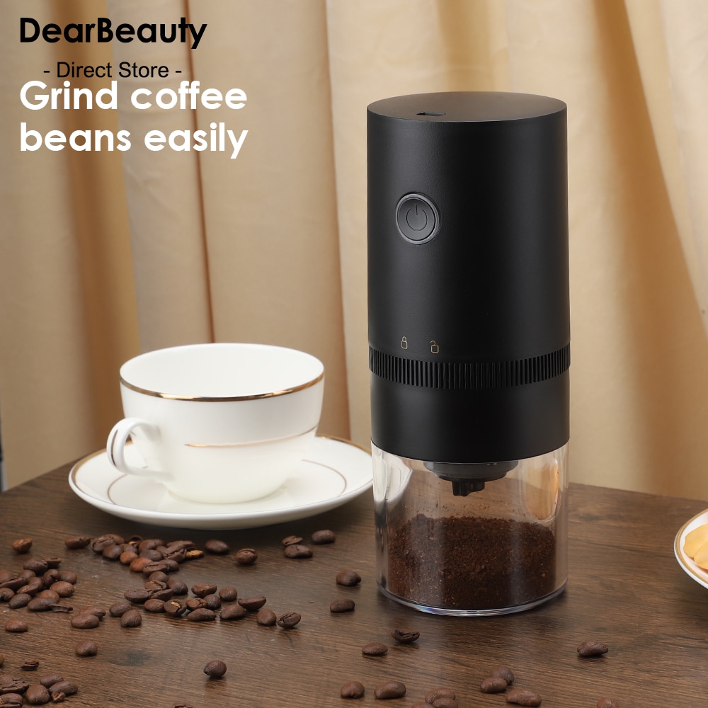 Electric Coffee Grinder Cafe Automatic Coffee Beans Mill Conical Burr Grinder Machine for Home Travel Portable USB Rechargeable