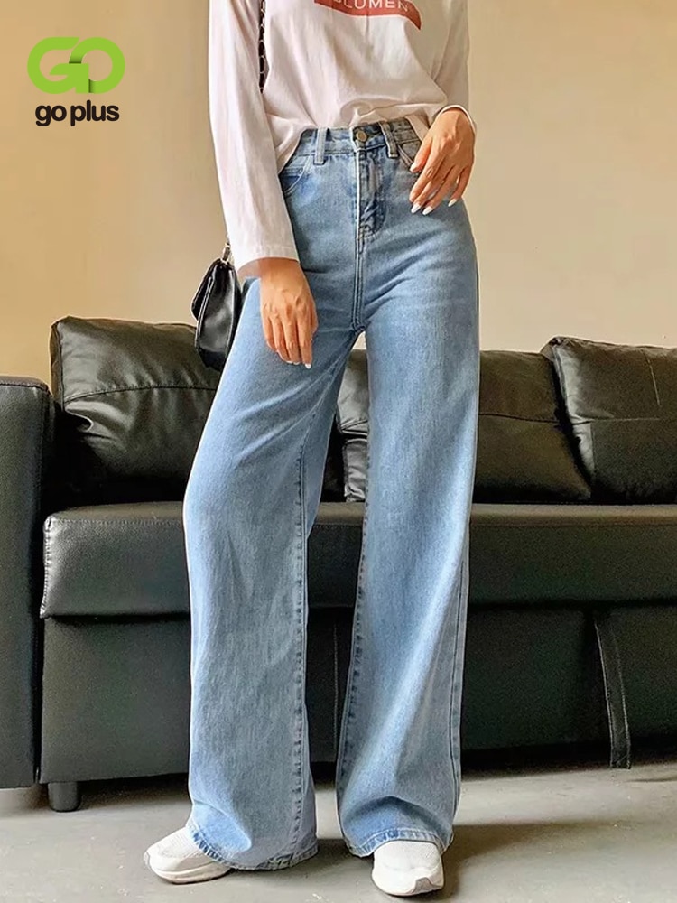 GOPLUS Jeans Woman Y2k Wide Leg Pants High Waist Mom Jeans Korean Fashion Denim Trousers Blue Jean Pantalon Large Femme C11855
